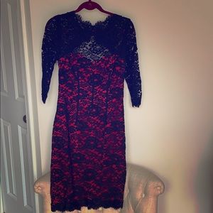 Monique Lhuillier Cocktail Lace Corset Dress